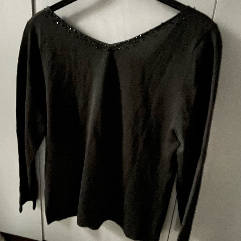 Eileen Fisher Black Beaded Top
